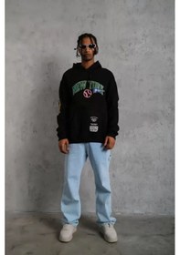 Resim Etiler Collection Emh Store Erkek Baskılı Kapüşonlu Sweatshirt - Siyah SIYAH 