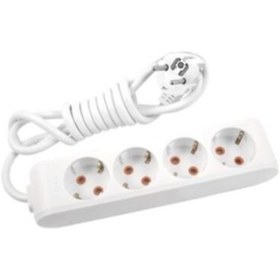 Resim VİKO 3x2,5 mm² Ttr Kablo Ile Dörtlü Çocuk Korumalı 5 Metre Grup Seyyar Kablo 