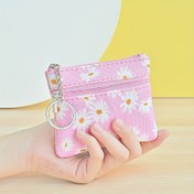 Resim Spor Şık Çiçek Desenli Mini Bozuk Para Cüzdanı, Kadın Moda Püskül Baskılı PU Cüzdan Anahtarlık ile, Taşınabilir Kart Tutucu, Guangzhou Konum Baskı, Kenar Boyası Yok 
