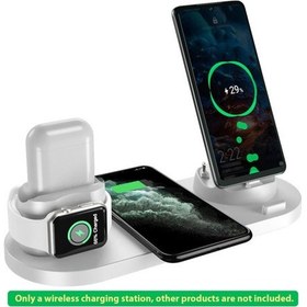 Resim Lemestar 6'lı 15w Kablosuz Şarj İstasyonu, İos/iwatch/airpods/type-c Usb Uyumlu, Qi Hızlı,beyaz 