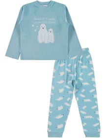 Resim Dorka Golsut Kutup Ayısı Basıklı 3-11 Yaş Pijama Takımı - Mavi - Açık Mavi / 7-8 Yaş 