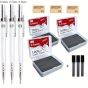 Resim Şeffaf Mekanik Kurşun Kalemler 0.5 0.7 0.9mm Kurşun 2B 60mm Sanat Çizimi Otomatik Kalem Değiştirilebilir Dolgular 2 Tüp ile Kırtasiye 