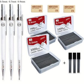 Resim Şeffaf Mekanik Kurşun Kalemler 0.5 0.7 0.9mm Kurşun 2B 60mm Sanat Çizimi Otomatik Kalem Değiştirilebilir Dolgular 2 Tüp ile Kırtasiye 