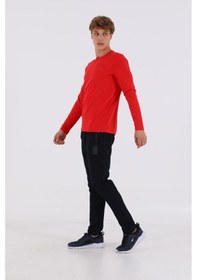 Resim Maraton Sportswear Regular Erkek Bisiklet Yaka Uzun Kol Basic Kırmızı Sweatshirt 20906-kırmızı Kırmızı 