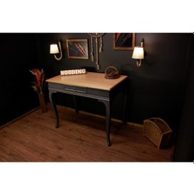 Resim Wooding 120 Cm Masif Naturel Antrasit Oymalı Çalışma Masası 