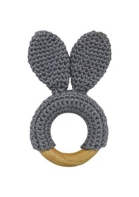 Resim Organik Amigurumi Koyu Gri Mini Bunny Diş Kaıyıcı Koyu Gr Gri 