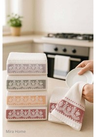 Resim 6 Lı %100 Pamuklu Mutfak Havlusu Seti 30x50 Cm Zarafet Çok Renkli 