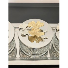 Resim Atabey Home Collection 3'lü Kelebekli Gümüş Tepsili Kase Seti & Şekerlik & Sunumluk & Çerezlik 