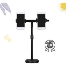 Resim Çok Fonksiyonlu Ayarlanabilir 2'Li Mobil Telefon Tutucu Masaüstü 