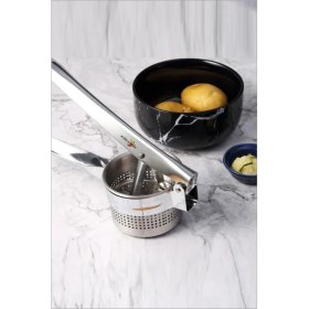 Resim M3 Decorium Tamamı Paslanmaz Çelik Büyük Sağlam Patates Nar Hamur Püre Portakal Nar Maşalı Kollu Presi Sıkacağı 