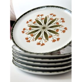 Resim Porland Rosids 20 cm Renkli Pasta Takımı 6 Kişilik 6 Parça Desenli Porselen 