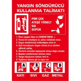 Resim Çağ Ajans Yangın Söndürme Cihazı Kullanma Talimatı. 3 mm Dekota Uyarı Levhası 25X35 cm 
