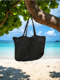 Resim Örgü Plaj Çantası Çok Renkli 
