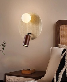 Resim Drew Yuvarlak Traverten Mermer Desenli Spotlu Aplik Krem 