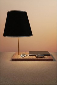 Resim 571 Store DEKORATİF MASA ABAJURU MDF AYAK KUMAŞ BAŞLIK 