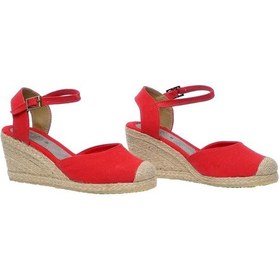 Resim Dolgu Topuk Keten Ön Hasır Arka Açık Sandalet Kırmızı Kırmızı 1382 Kırmızı 
