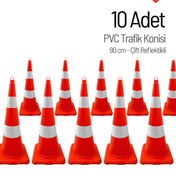 Resim İleri Trafik PVC Trafik Konisi 90 cm Çift Reflektikli 10 Adet Trafik Dubası 