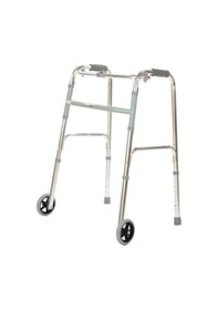 Resim Tekerlekli İthal Alüminyum Walker Katlanabilir Hareketli Yürüteç 