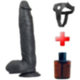 Resim Lilitu Shop 31 CM Belden Bağlamalı Vantuzlu Realistik Zenci Penis 