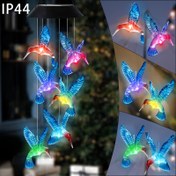 Resim 1 adet Güneş Enerjili LED Mavi Kuş Rüzgar Çanı Asma Işık, Balkon Peyzajı için Renkli Bahçe Gece Lambası, Villa, Park, Arka Bahçe, Kapı Girişi için Uygun, Anneler Günü Hediyesi 