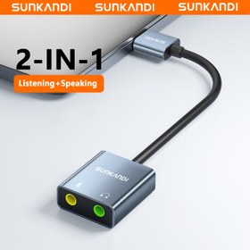 Resim SUNKANDI USB'den Ses Jakına Ses Kartı Adaptörü, Çift TRS 3 Kutuplu Kulaklık & Mikrofon, USB Harici Ses Dönüştürücü, Windows/Mac/Linux/PS5/Switch Uyumlu, PC Laptop Masaüstü Akıllı Telefonlar Tabletler için Tak & Çalıştır 