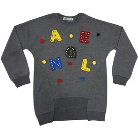 Resim Toontoy Kız Çocuk Sweatshirt Renkli Angel Nakışlı Antrasit Melanj 