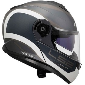 Resim Ls2 Strobe 2 Victory Çene Açılır Kask Mat Titanyum - Beyaz - Mavi 