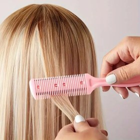 Resim Her saç tipi için çift taraflı kesme tarak, saçları, seyrek saçları ve perçemleri kesmek için kullanılabilir ve güzellik retuşu için iyi bir yardımcıdır. Evde seyrek saç kesici, perçem kesici, çok fonksiyonlu saç kırıcı. Doğum günü ve Sevgililer Günü hediyesi 