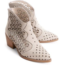 Resim PASSAGE SHOES Kadın Hakiki Deri Western Yazlık Kısa Bot 8023 BEJ SÜET 