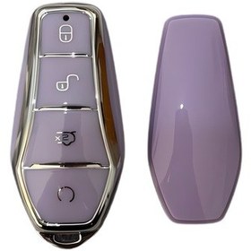 Resim Autohan Keys Anahtar Kılıfı Byd Atto 3 Seal U İçin, Premium Lila-gümüş Kaplama, Koruyucu 