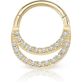 Resim İki Sıra Taşlı Altın Helix Piercing 