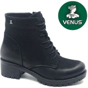 Resim Venüs Yurs Hakiki Deri Kaymaz Taban Ortopedik Kadın Postal Bot Siyah 