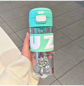 Resim Velvettides Karikatür Anime Trend Çocuk Plastik Bardak Öğrenci Spor Su Bardak Uygun Kapak Çift İçme Bardak Yüksek Yüz Bardak Buzz Işık Yılı 