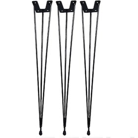 Resim Firkete Tel Sehpa Ayağı Siyah (3 adet - 54 cm.) 