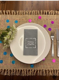 Resim Gümüş Yaldızlı Gri Çerçeveli Mevlidimize Hoşgeldiniz Peçete 16 Adet 