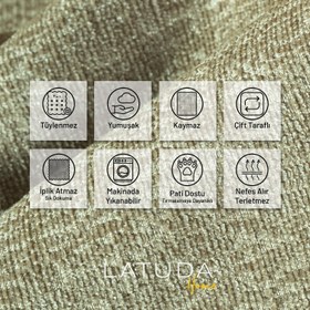 Resim Premium Koltuk Örtüsü 175x350 XLARGE Gramajlı Jakarlı Şönil Kum Beji | Kanepe Örtüsü | Kaymaz - Kum Beji 
