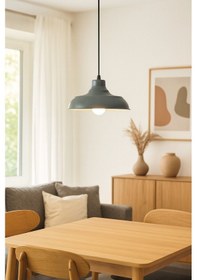 Resim Çakır Antrasit İçi Beyaz Modern Metal Salon - Mutfak - Cafe Sıvama Tekli Sarkıt Avize Ampulsüz Antrasit 