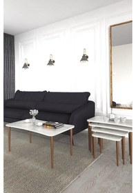 Resim Aleyna 5li Orta Sehpa ve Zigon Sehpa Ahşap Ayaklı Sehpa – Kristal 