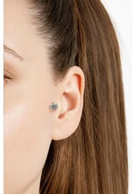 Resim Kaplumbağa Figürlü Zirkon Taşlı Tragus Piercing Gümüş Hipoalerjenik, Uzun Ömürlü Çok Renkli 