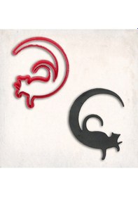 Resim Kedi Ay Kurabiye Kalıbı Şekillendirici Kopat KIrmızı 