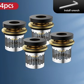 Resim 4 adet TATUKIKO Sıçrama Önleyici Duş Valfi Filtreleri - Pirinç Kaplama Metal 1/4" & 3/8" Altıgen Ağlı Filtre ile Uyumlu, Sızıntı Önleme ve Su Kalitesi için Kolay Kurulum Aracı Dahil, Cila Bitişli | Pirinç Kaplamalı Yapı 
