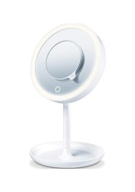 Resim Unichrome Büyüteçli Dokunmatik Led Işıklı Yuvarlak Masa Üstü Makyaj Aynası 