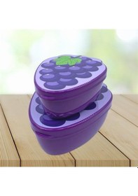 Resim 2'li İç İçe Geçebilen Üzüm Model Saklama Ve Beslenme Kabı Seti 550 Ml + 250 Ml Mor 