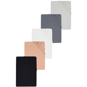 Resim 5 Adet Düz Pamuklu Tek Kişilik 80 X 200 X 30 Cm Lastikli Penye Çarşaf Gri-beyaz 