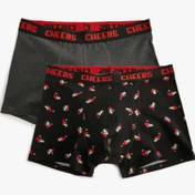 Resim Skinny Fit Yılbaşı Temalı Pamuklu 2'li Boxer Seti 