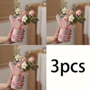 Resim 3 set Yapay Çiçek Buketi, Simülasyon Polar Puf Çiçek Kovası Ev Dekorasyonu, Festival Hediyesi, Doğum Günü Hediyesi 