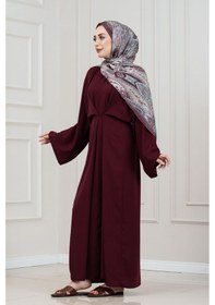 Resim Sevitli Bağlamalı Maria Elbise-bordo-5339 Bordo 