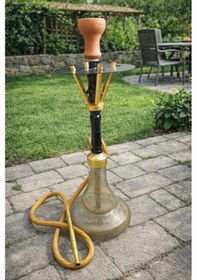 Resim Nargile Takımı 65 Cm Orta Boy Cam Şişe 21 Cm Ev & Kafe İçin Şık Nargile Seti 