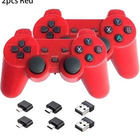 Resim Adet Kırmızı-2.4 Ghz Kablosuz Gamepad Pc Dizüstü Usb Oyun Denetleyicisi Joystick Ps3 Android Tv Kutusu Windows Ahududu Pi 4 3 Joypad 