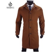 Resim Yeni Moda Rahat Tek Düğmeli Erkek Trençkotu Kahverengi 